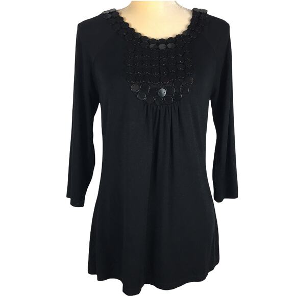 BCBGMaxazria Black Embellished Top Size Small - Picture 2 of 7